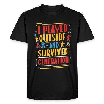 J’ai joué dehors et j’ai survécu à la génération - T-shirt Premium bio Homme - noir - Devant - Nico (187cm)