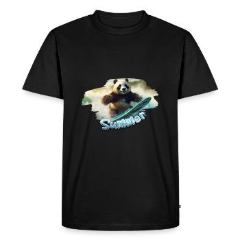 Surf Panda d’été - T-shirt Premium bio Homme - noir - Devant - Nico (187cm)
