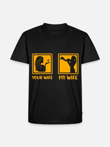 Boxende Ehefrau Frau - Männer Premium Bio T-Shirt - Schwarz
