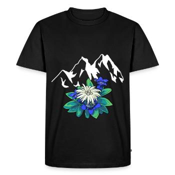 Montagnes montagnes Tirol Edelweiss gentiane nature randonnée - T-shirt Premium bio Homme - noir - Devant - Nico (187cm)