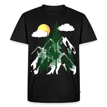 nature forêt arbres sapins nature montagnes - T-shirt Premium bio Homme - noir - Devant - Nico (187cm)