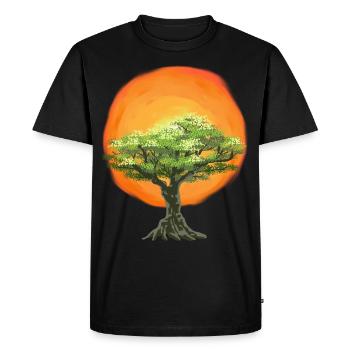 Olive Tree Sunrise Sun Tree Nature - Men's Premium Organic T-Shirt - black - Front - Nico (187cm)