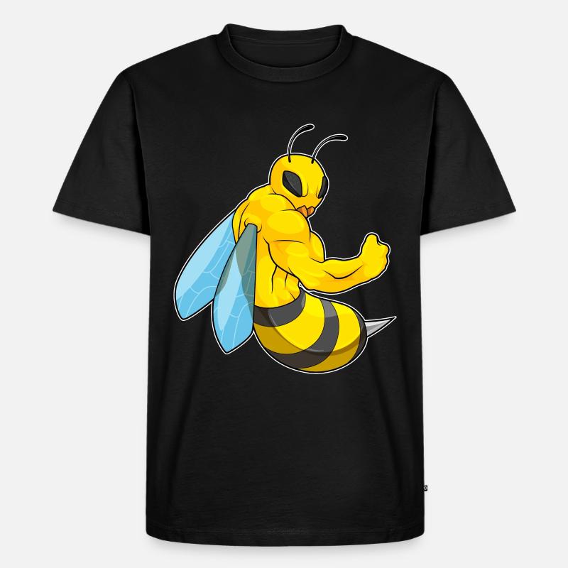 Biene als Bodybuilder - Männer Premium Bio T-Shirt - Schwarz