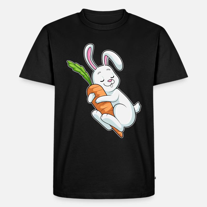 Hase mit Möhre - Männer Premium Bio T-Shirt - Schwarz