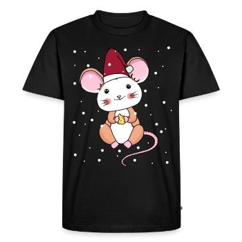 Xmas Child Mouse Snowflakes Christmas Christmas - Men's Premium Organic T-Shirt - black - Front - Nico (187cm)