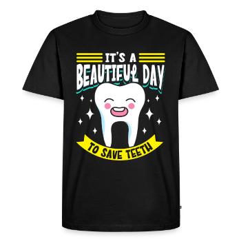 C’est une belle journée pour sauver les dents Dentiste - T-shirt Premium bio Homme - noir - Devant - Nico (187cm)