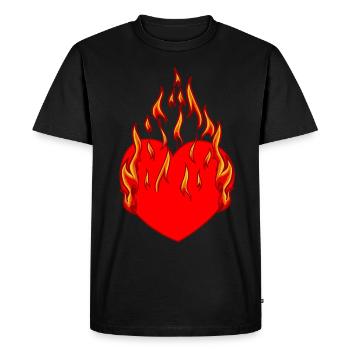 Heart, Fire, Flame, Inferno, Love, Love, Relationship, - Men's Premium Organic T-Shirt - black - Front - Nico (187cm)