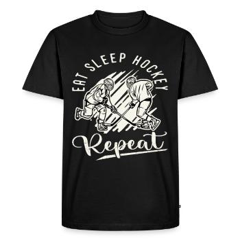 Hockey sur glace Hockey Sport Manger Dormir Hockey Répéter - T-shirt Premium bio Homme - noir - Devant - Nico (187cm)