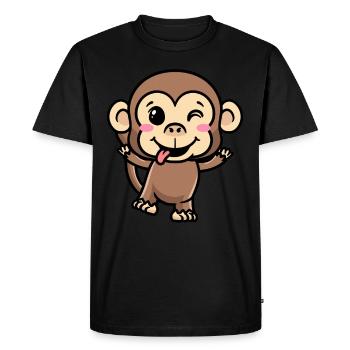 Monkey Emoticon Emotion Monkey Lover - Men's Premium Organic T-Shirt - black - Front - Nico (187cm)