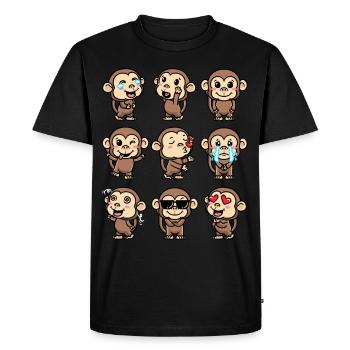 Monkey Emoticon Emotion Monkey Lover - Men's Premium Organic T-Shirt - black - Front - Nico (187cm)