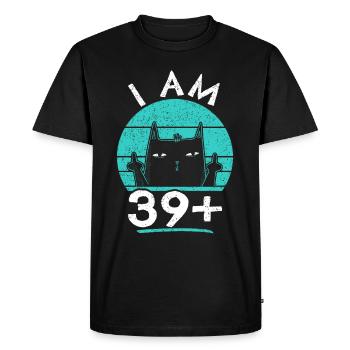 40e anniversaire femme 40e 40 ans - JE SUIS 39+ PLUS - T-shirt Premium bio Homme - noir - Devant - Nico (187cm)