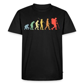 Hiking Evolution Retro Mountain Run Hikers - Men's Premium Organic T-Shirt - black - Front - Nico (187cm)