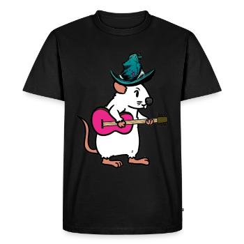 Rongeur Rat Souris Musicien Guitare Musique Enfants Enfant - T-shirt Premium bio Homme - noir - Devant - Nico (187cm)