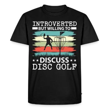 Introverted but ready to disk over disc golf - Men's Premium Organic T-Shirt - black - Front - Nico (187cm)