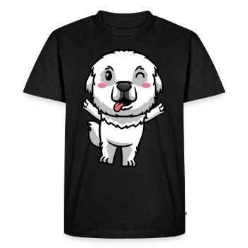 Émoticône de chien de montagne des Pyrénées - T-shirt Premium bio Homme - noir - Devant - Nico (187cm)