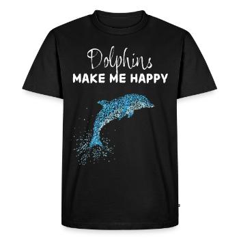 Les dauphins me rendent heureux dolphin swimming - T-shirt Premium bio Homme - noir - Devant - Nico (187cm)