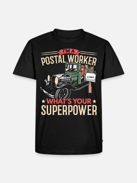 Jeg er postarbejder Hvad er din superkr - Herre Premium økologisk T-shirt - sort