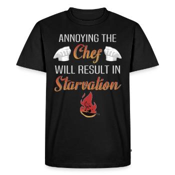 Chef restaurant drôle disant chef de cuisine - T-shirt Premium bio Homme - noir - Devant - Nico (187cm)