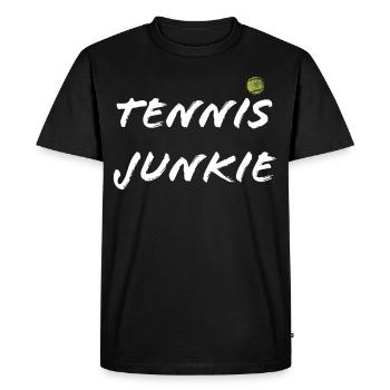 Tennis Junkie Entraîneur de joueurs de tennis - T-shirt Premium bio Homme - noir - Devant - Nico (187cm)