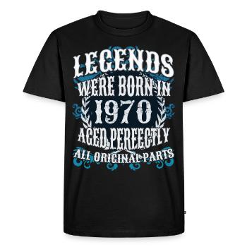 Les légendes sont nées en 1970 - T-shirt Premium bio Homme - noir - Devant - Nico (187cm)