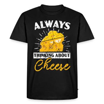 Always think of cheese Cheesy Cheese Foodie - Men's Premium Organic T-Shirt - black - Front - Nico (187cm)