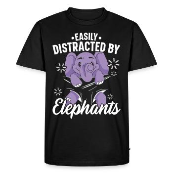 Easily distracted by Elephant Wildlife Animal - Men's Premium Organic T-Shirt - black - Front - Nico (187cm)