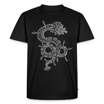 Quetzalcoatl Aztec Maya Feathered Snake - Men's Premium Organic T-Shirt - black - Front - Nico (187cm)