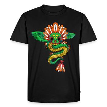 Quetzalcoatl Aztec Maya Feathered Snake - Men's Premium Organic T-Shirt - black - Front - Nico (187cm)