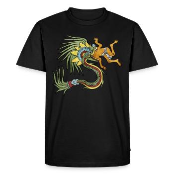 Quetzalcoatl Aztec Maya Feathered Snake - Men's Premium Organic T-Shirt - black - Front - Nico (187cm)