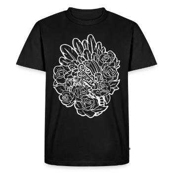 Quetzalcoatl Roses Ancien Serpent Aztèque Maya - T-shirt Premium bio Homme - noir - Devant - Nico (187cm)