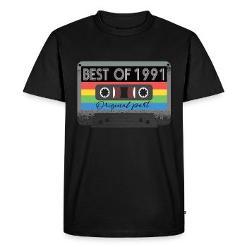 Best Of 1991 Vintage Cassette Retro Anniversaire - T-shirt Premium bio Homme - noir - Devant - Nico (187cm)