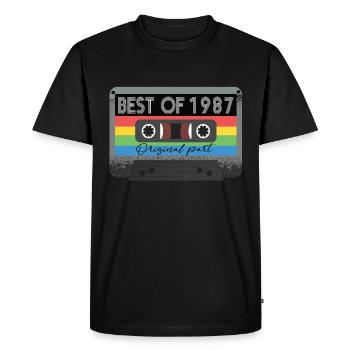 Best Of 1987 Vintage Cassette Retro Anniversaire - T-shirt Premium bio Homme - noir - Devant - Nico (187cm)