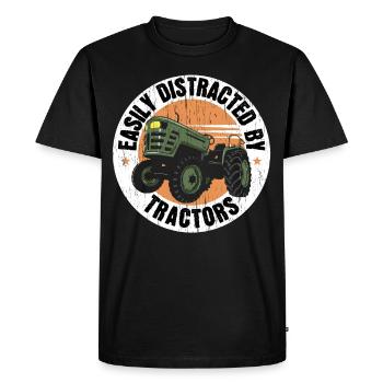 Facilement distrait par les tracteurs Farm Landwir - T-shirt Premium bio Homme - noir - Devant - Nico (187cm)
