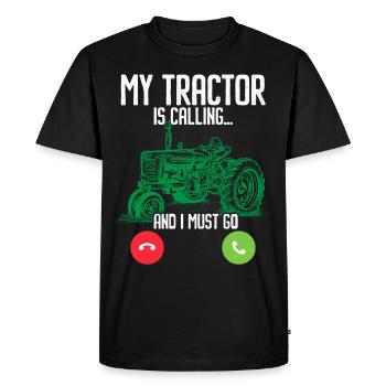 Mon tracteur m’appelle et je dois aller à l’agriculture - T-shirt Premium bio Homme - noir - Devant - Nico (187cm)