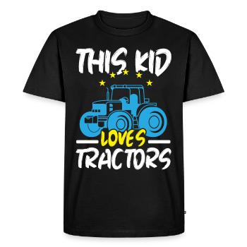 Cet enfant adore les tracteurs Farm La - T-shirt Premium bio Homme - noir - Devant - Nico (187cm)