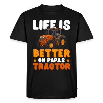 Life is better on Dad's Tractor Farm L - Men's Premium Organic T-Shirt - black - Front - Nico (187cm)