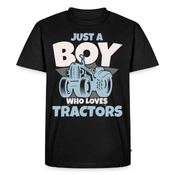Juste un garçon qui aime les tracteurs fermier Landwi - T-shirt Premium bio Homme - noir - Devant - Nico (187cm)