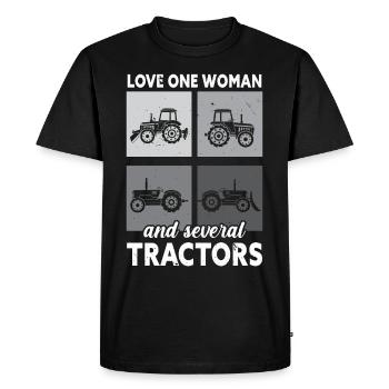 J’aime une femme et plusieurs tracteurs Farm La - T-shirt Premium bio Homme - noir - Devant - Nico (187cm)