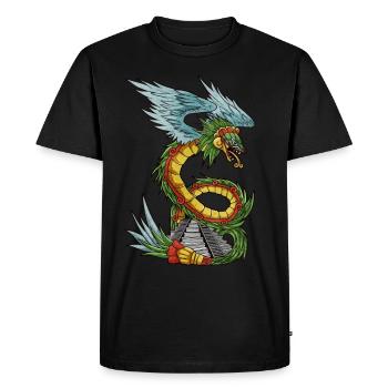 Quetzalcoatl Ancien Serpent Aztèque Tempe Maya - T-shirt Premium bio Homme - noir - Devant - Nico (187cm)