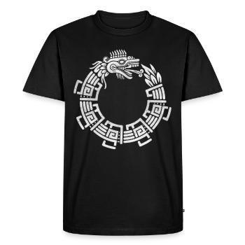 Quetzalcoatl Ouroboros Aztèque Serpent Maya Inca - T-shirt Premium bio Homme - noir - Devant - Nico (187cm)