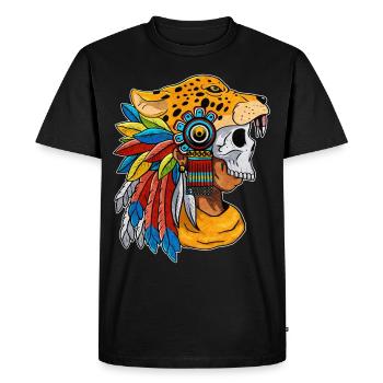 Quetzalcoatl Skull Guerrier aztèque Maya Inka Tolt - T-shirt Premium bio Homme - noir - Devant - Nico (187cm)