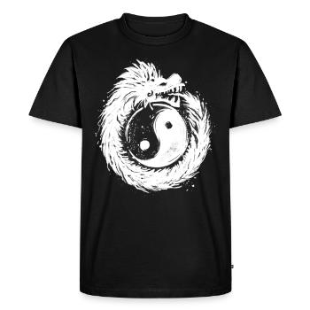 Quetzalcoatl Ouroboros Ying Yang Aztèque - T-shirt Premium bio Homme - noir - Devant - Nico (187cm)