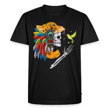 Quetzalcoatl Aztec Skull Maya Inca Toltèques - T-shirt Premium bio Homme - noir - Devant - Nico (187cm)