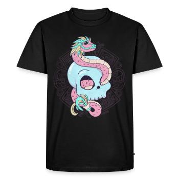 Quetzalcoatl Skull Aztec Serpent à plumes Ma - T-shirt Premium bio Homme - noir - Devant - Nico (187cm)