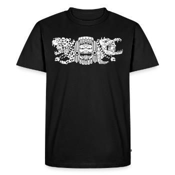 Aztec Jaguar Aztec Crocodile Maya - Men's Premium Organic T-Shirt - black - Front - Nico (187cm)
