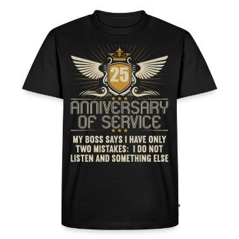 25 years of service 25 years of service - Men's Premium Organic T-Shirt - black - Front - Nico (187cm)