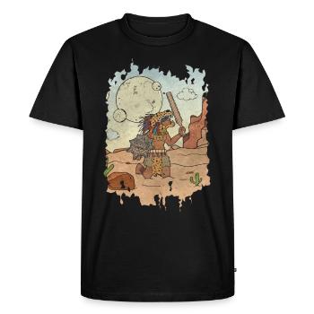 Aztec Jaguar Warrior Mayan Inca - Men's Premium Organic T-Shirt - black - Front - Nico (187cm)