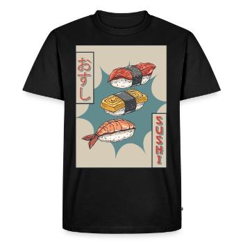 Sushi Japonais Vaporwave Cadeau Esthétique - T-shirt Premium bio Homme - noir - Devant - Nico (187cm)