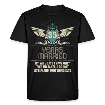 35 years married only 2 mistakes 35th wedding anniversary - Men's Premium Organic T-Shirt - black - Front - Nico (187cm)
