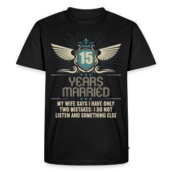 15 years married only 2 mistakes 15th wedding anniversary - Men's Premium Organic T-Shirt - black - Front - Nico (187cm)